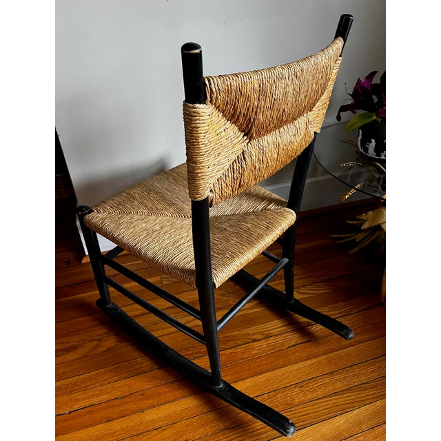 Mid 20th Century Italian Otto Gerdau Rush Seat Rocking Chair For Sale - Image 5 of 13