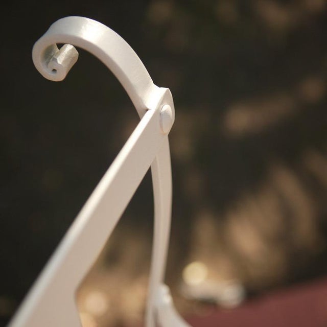 Set of Garden Furniture with Four Armchairs and Glass Roundtop in Forged Iron For Sale - Image 4 of 5