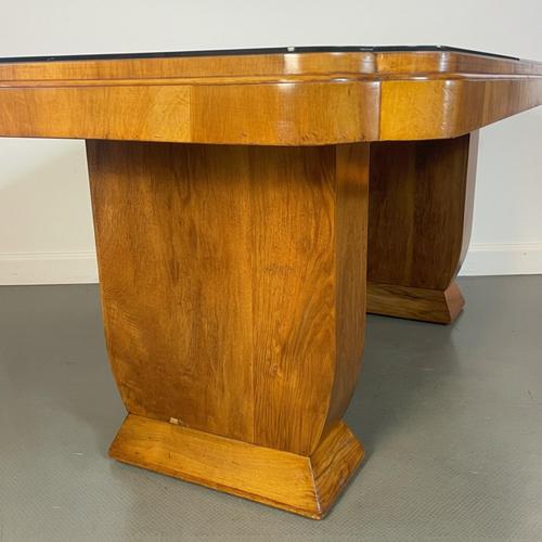 Art Deco Walnut Burr Desk with Glass Top, 1930s For Sale - Image 9 of 10