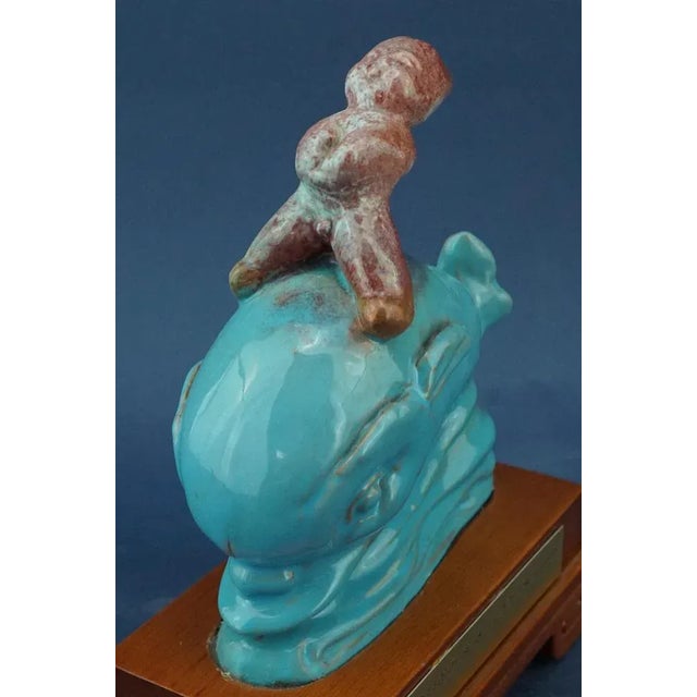 20th Century Futurist Ceramic Sculpture of Cherub on Dolphin by Riccardo Gatti, Italy For Sale - Image 4 of 18