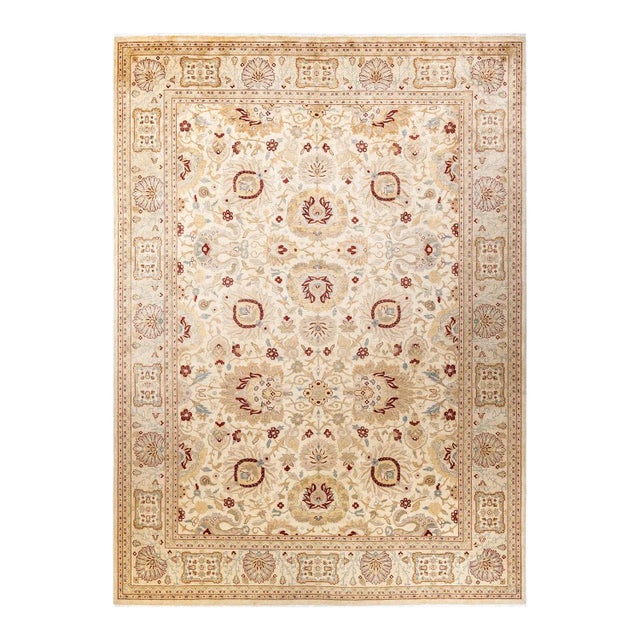 Ivory Eclectic, One-of-a-Kind Hand-Knotted Area Rug in Ivory, 9' 2" x 12' 8" For Sale - Image 8 of 8