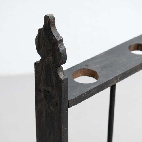 Large Vintage Spanish Stained Wood Candleholder, 1930 For Sale - Image 4 of 11