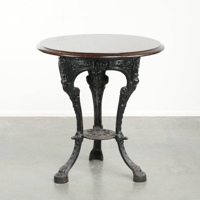 Antique English Side table with Cast Iron Base and Round Wooden Tabletop For Sale - Image 12 of 12