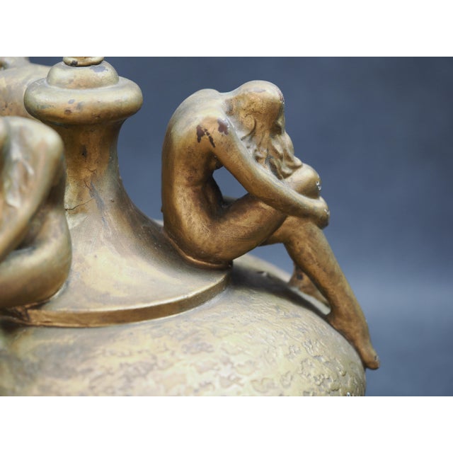 1930s Art Deco Signed Olive Kooken Figural Nude Women Bronze Over Plaster Table Lamp For Sale In Tampa - Image 6 of 17