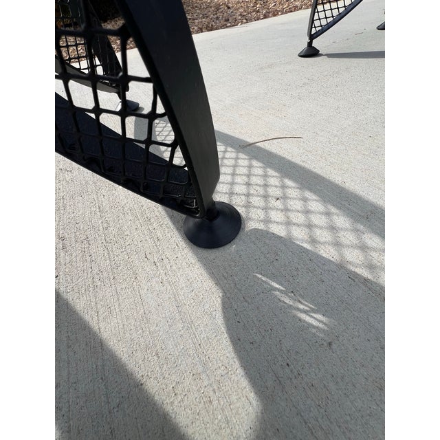 1960s 1960s Mid Century Modern Pair of Black Butterfly Glass Top End Tables Attributed to John Salterini & Maurizio Tempestini Wrought Iron For Sale - Image 5 of 10