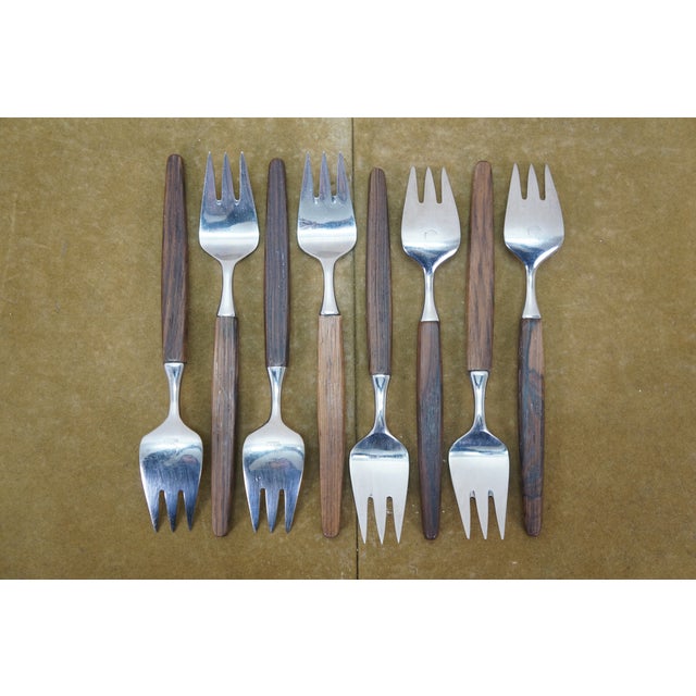 Mid 20th Century 42 Pc Tias Eckhoff Lundtofte Danish Modern Dansk Rosewood Flatware Silverware For Sale - Image 17 of 18
