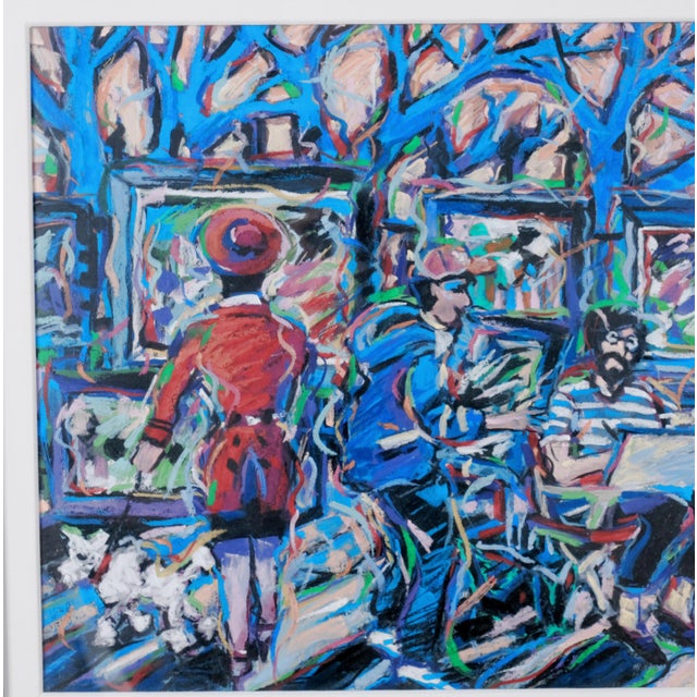 Contemporary Late 20th Century James Talmadge "People on the Street" One of a Kind Original Framed & Matted Acrylic Painting Excellent Painting and Matting For Sale - Image 3 of 7