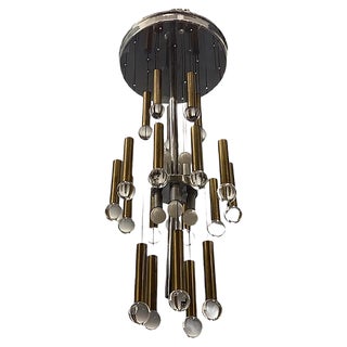 Mid-Century Chrome and Brass Sphere Chandelier from Sciolari For Sale