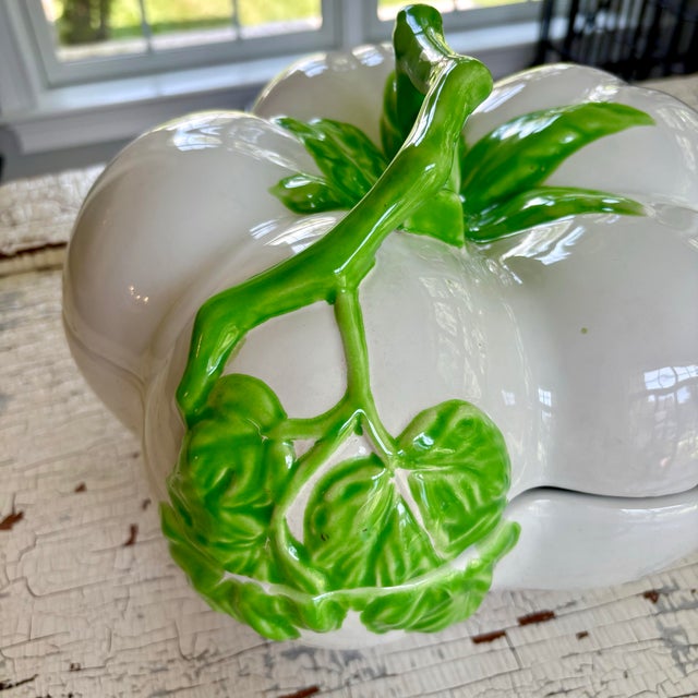 Vintage Mancer Meiselman Imports Italian Pumpkin Tureen and Vine Ladle 2 Pieces For Sale - Image 9 of 12