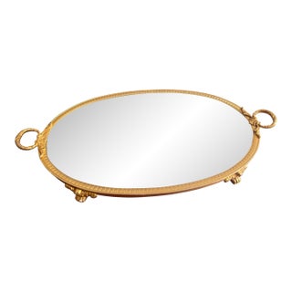 Antique Baccarat Gilt Bronze Mirrored Centerpiece Tray Platter For Sale