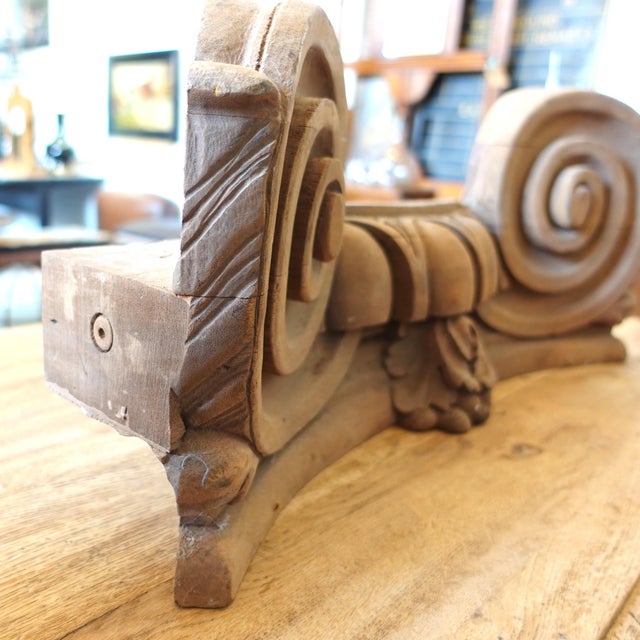 Pair of Mid 20th Century Architectural Salvage Wooden Ionic Column Capitals For Sale In Washington DC - Image 6 of 6