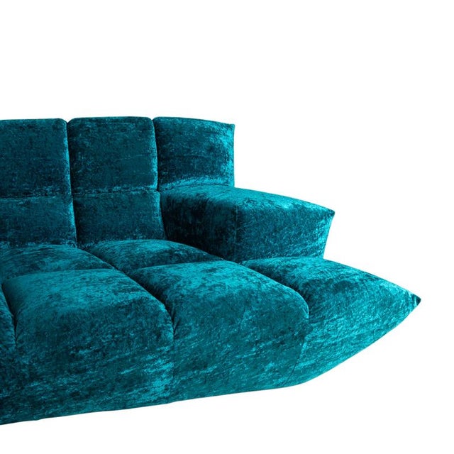 Modern Fabric Corner Cloud 7 Sofa in Blue Turquoise from Bretz For Sale - Image 3 of 14