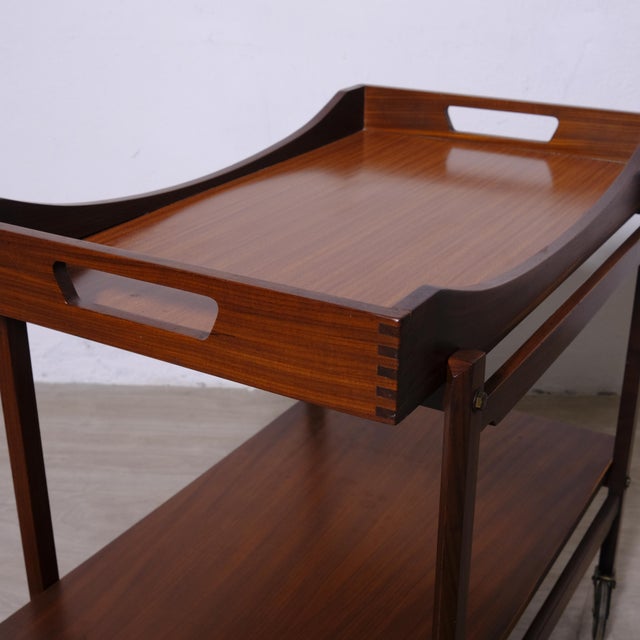Vintage Bar Cart with Wheels and Removable Wooden Tray, 1960s For Sale - Image 13 of 18