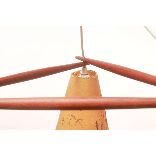 Beige Vintage Triangle Lamp in Teak, 1955 For Sale - Image 8 of 13