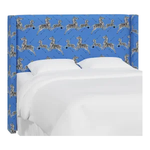 Red from Scalamandre crafted by Cloth & Company Hudson Full Headboard, Royal Blue Animal Print