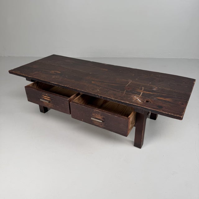 Contemporary Japanese Low Writing Table with Two Drawers, 1920s For Sale - Image 3 of 15