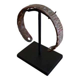 Ancient Roman Bronze Bracelet on Custom Steel Museum Mount For Sale