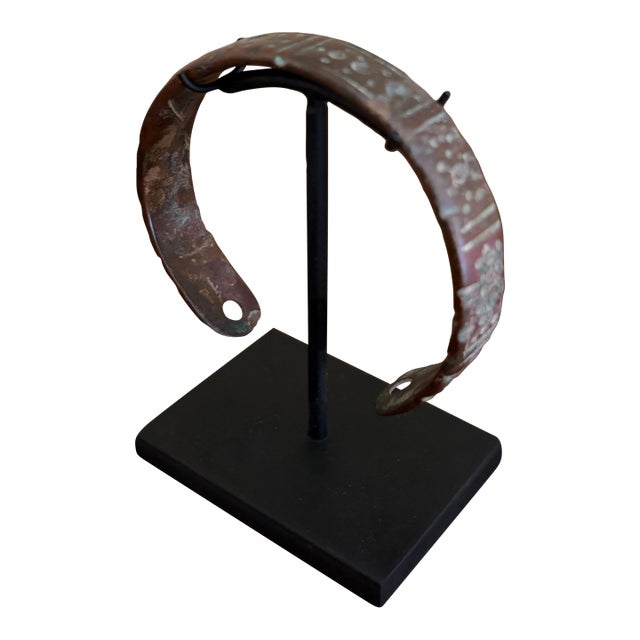 Ancient Roman Bronze Bracelet on Custom Steel Museum Mount For Sale