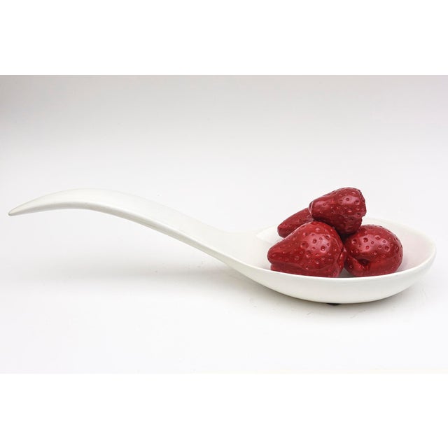 Pop Art Ceramic Elongated Spoon Sculpture With Strawberry Motif 1990's For Sale - Image 12 of 13