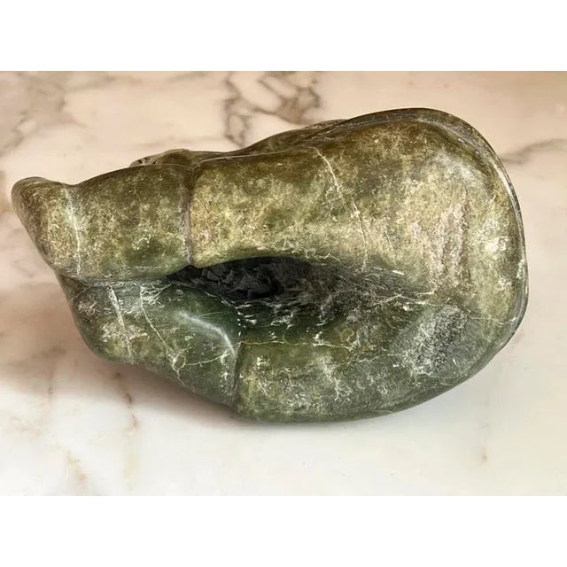 1981 Inuit Style Soapstone Sculpture Carving Fisherman From Enook Gallery Ontario For Sale - Image 4 of 6