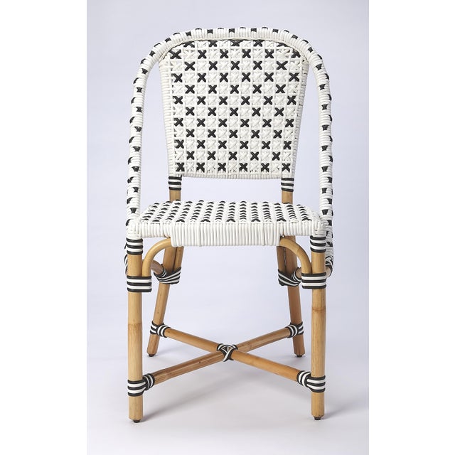 Tenor 18.5 in. Seat Height Rattan Side Dining Chair with Back, Black For Sale In Chicago - Image 6 of 11
