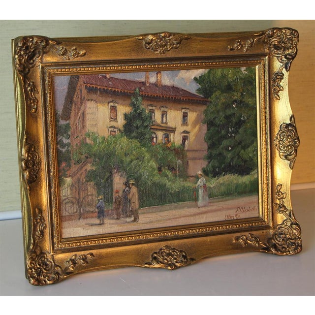 Late 19th Century Paul Mishel, Impressionist Street Scene in Ulm, 1890, Oil on Panel, Framed For Sale - Image 5 of 7