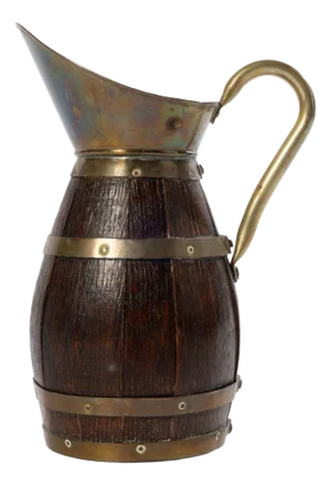 1920s French Staved Oak and Brass Bound Jug