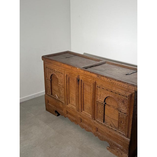 19th Century Carved Wooden Chest For Sale - Image 3 of 8