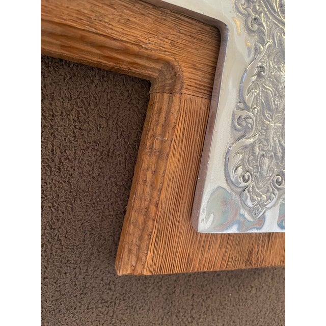 Wood Wall Cross With Ornate Silver Overlay For Sale - Image 4 of 8