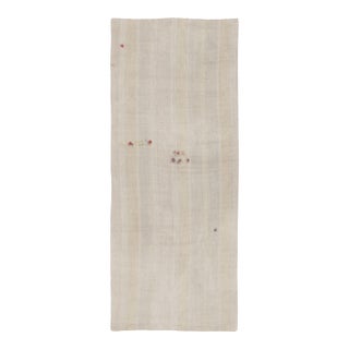 Rug & Kilim’s Contemporary Flatweave Runner With Beige & Ivory Tonal Stripes For Sale