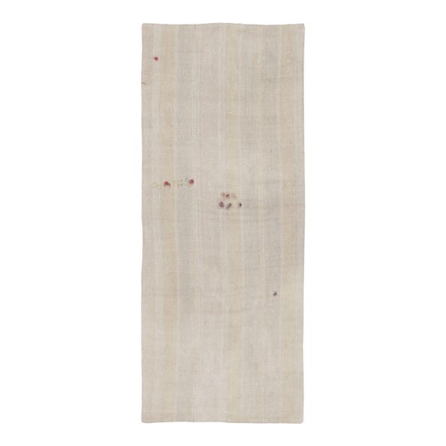 Rug & Kilim’s Contemporary Flatweave Runner With Beige & Ivory Tonal Stripes For Sale