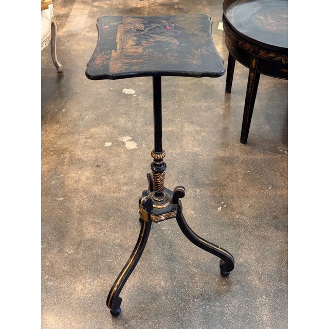 Wood Early 19th Century English Regency Chinoiserie Candlestand For Sale - Image 7 of 8