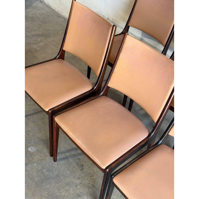 Wood Johannes Andersen Rosewood Dining Chairs Set of 6 Leather Seating Denmark 1960s For Sale - Image 7 of 10
