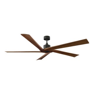 Sean Lavin by Visual Comfort Fan Aspen 70" Ceiling Fan in Aged Pewter and Dark Walnut For Sale