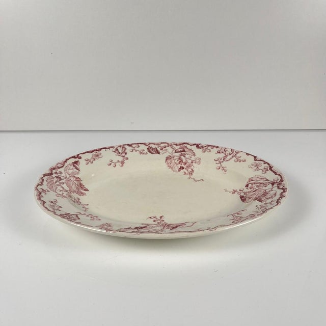 Oval Pink Earthenware Fontainebleau Serving Platter from KG Lunéville, 19th Century For Sale - Image 11 of 11