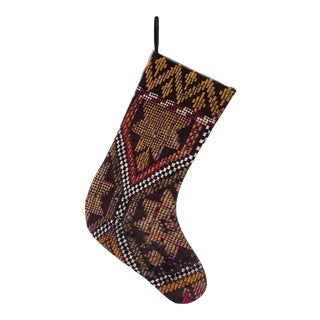 Vintage Turkish Kilim Rug Christmas Stocking For Sale