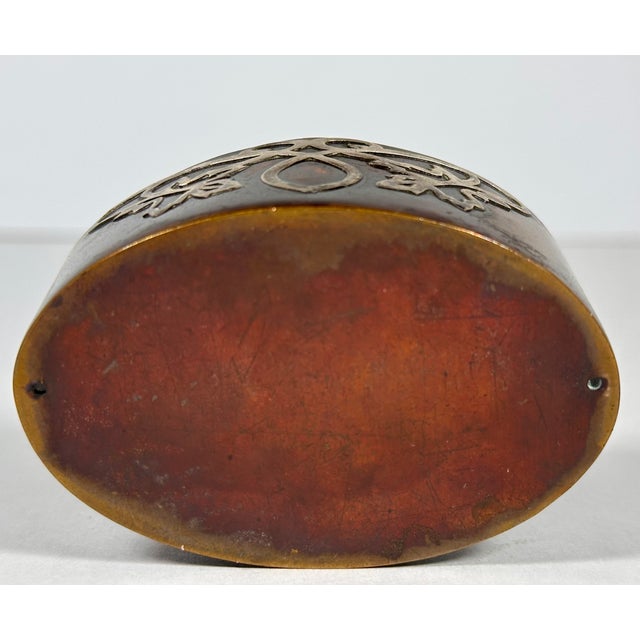 Arts & Crafts Heintz Silver Overlay Bronze Stamp Box For Sale - Image 12 of 14