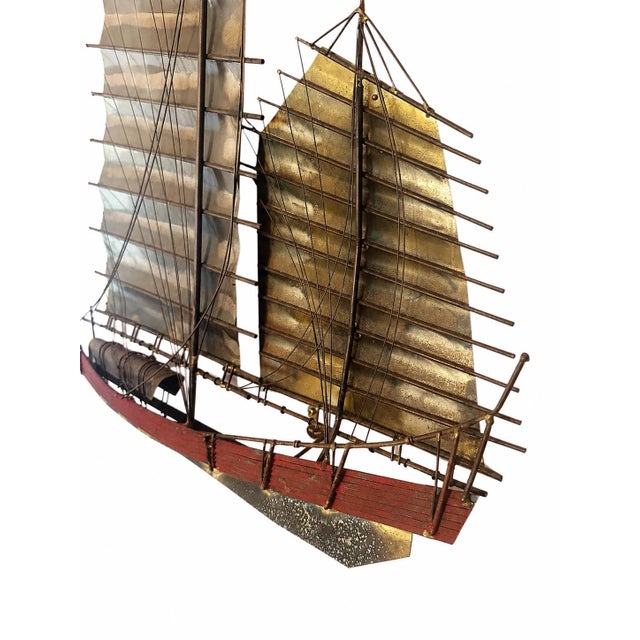 Signed Mid 20th Century Curtis Jeré/Artisan House Chinese Junk Boat Brass Wall Sculpture Brutalist MCM For Sale In New York - Image 6 of 6
