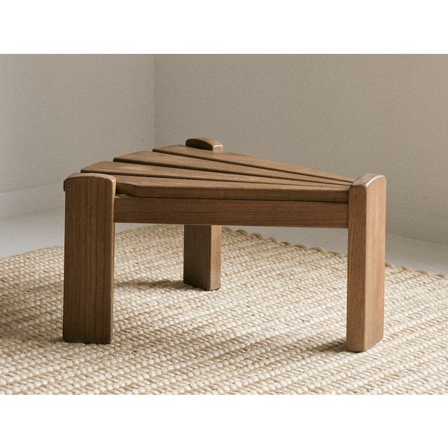 Oak side table, Netherlands, 1960s. This brutalist triangular side table was originally part of a set of Dittmann & Co. by...
