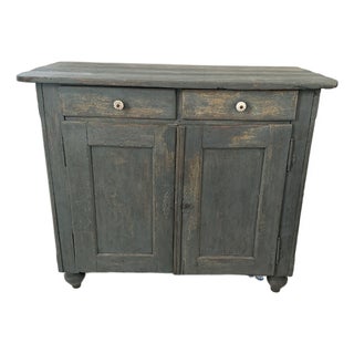 Early 20th Century Blue Painted 2 Door Buffet, With 2 Drawers, Original Paint For Sale