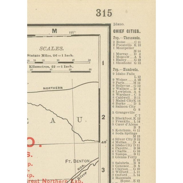 Paper Antique Map of Idaho The Gem State by Ran McNally, 1899 For Sale - Image 7 of 12