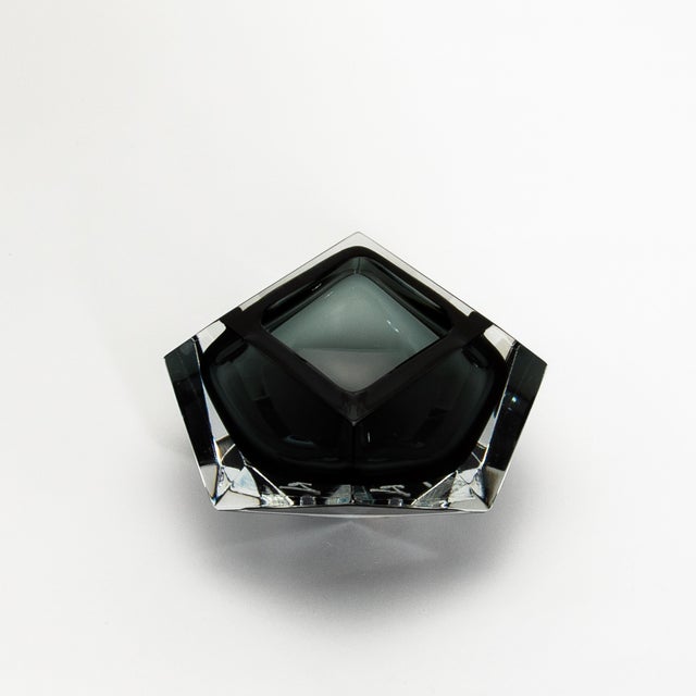 Glass Hand-Blown Murano Ashtray in Grey For Sale - Image 7 of 9