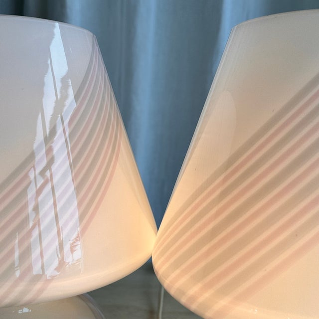 Swirl Murano Glass Mushroom Table Lamps from Maestri Muranesi, 1980s For Sale - Image 7 of 17