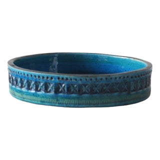 Mid-Century Modern Rimini Blue Ceramic Bowl by Aldo Londi for Bitossi For Sale