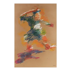 Colorful Abstracted Figure 20th Century Pastel