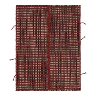 Rug & Kilim's Accent Kilim, Red and Beige With Black Textural Stripes For Sale