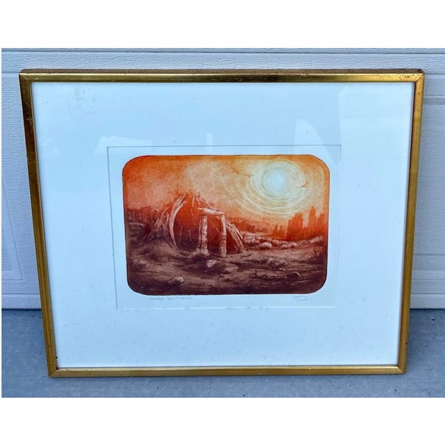 "Navajo Spirit House" Etching Roy Purcell Artist’s Proof Framed Native American For Sale - Image 16 of 18