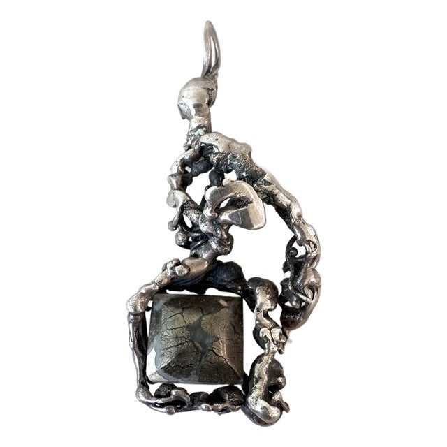 Sterling Silver Brutalist Pendant For Sale