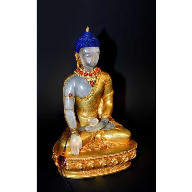 Traditional Late 20th Century Natural Rock Crystal Gilt Bronze Buddha Nepal Authenticity Seal For Sale - Image 3 of 18