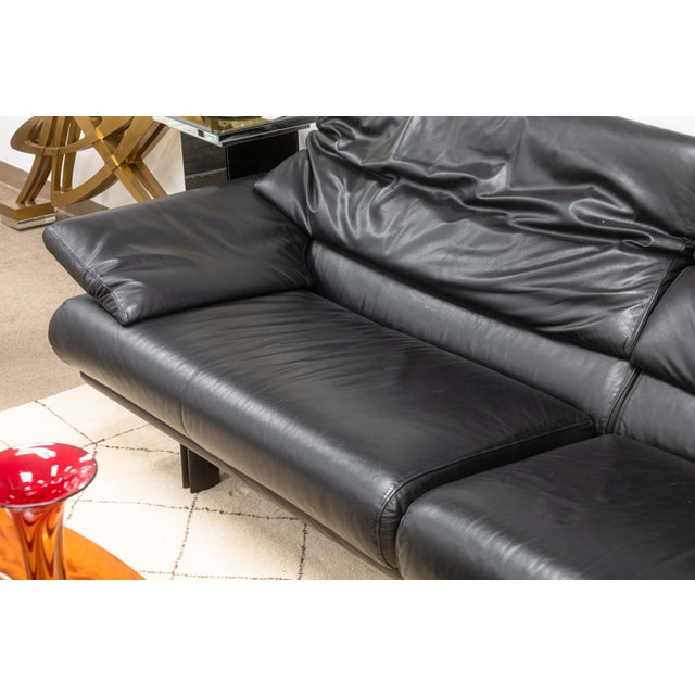 Postmodern Postmodern Alanda Italian Black Leather Sofa by Paola Pive for B&b Italia For Sale - Image 3 of 8